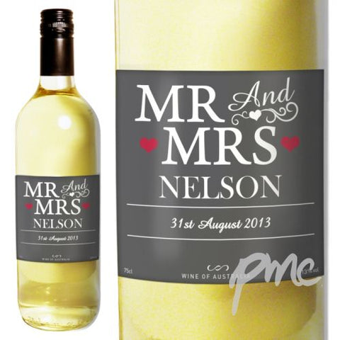 Personalised Mr & Mrs White Wine