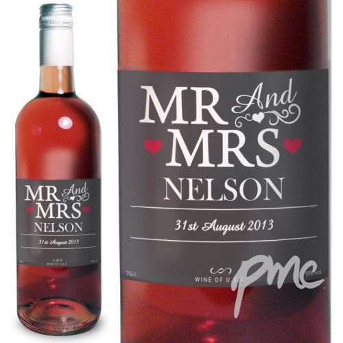 Personalised Mr & Mrs Rose Wine