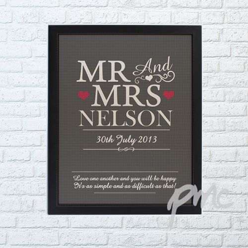 Personalised Mr & Mrs Black Framed Poster Print
