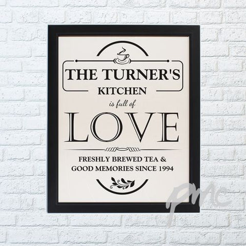 Personalised Full of Love Black Framed Poster Print