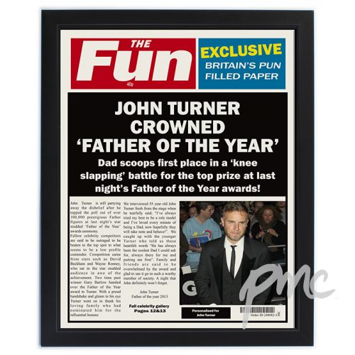 Personalised The Fun Spoof Newspaper Dad Black Framed Poster Print