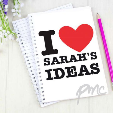 Personalised I HEART A5 Notebook