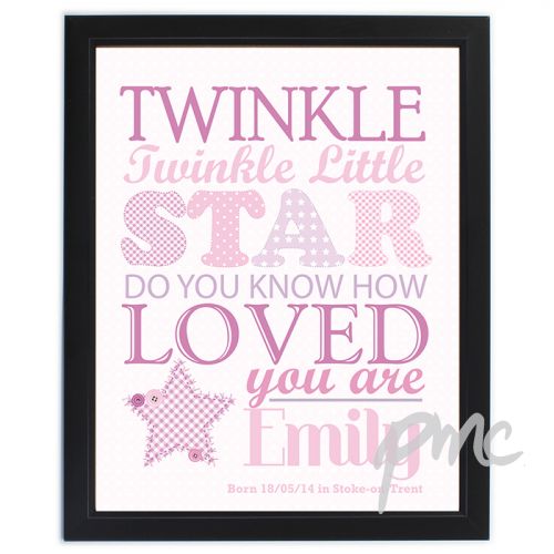 Personalised Twinkle Girls Black Framed Poster Print