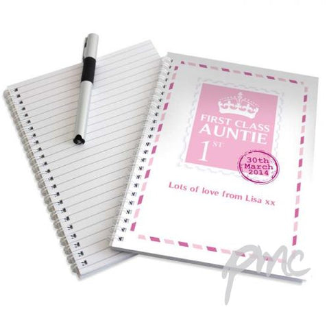 Personalised Pink 1st Class A5 Notebook