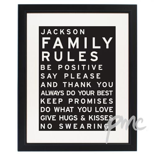 Personalised Typography Black Framed Poster Print