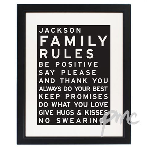 Personalised Typography Black Framed Poster Print