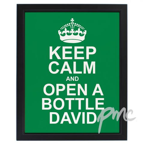 Personalised Keep Calm Green Black Framed Poster Print