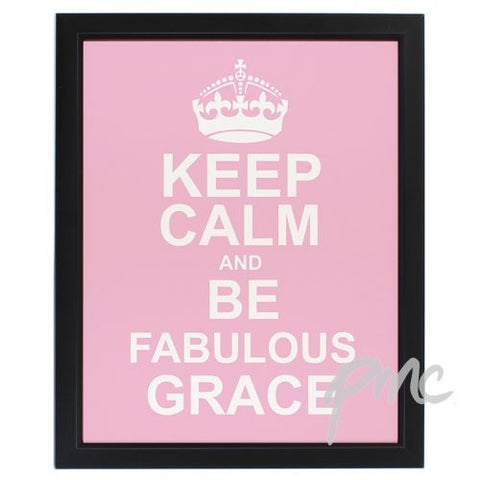 Personalised Keep Calm Pink Black Framed Poster Print
