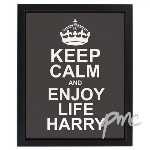 Personalised Keep Calm Black Framed Poster Print