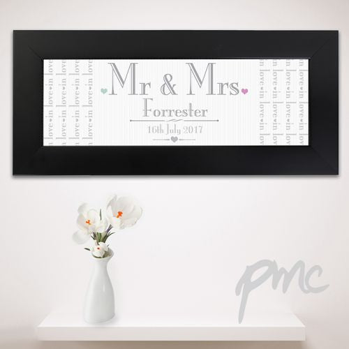Personalised Decorative Wedding Mr & Mrs Black Name Frame
