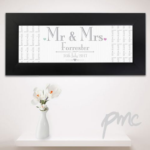 Personalised Decorative Wedding Mr & Mrs Black Name Frame