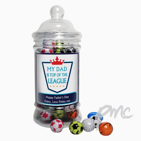 Personalised Top of the League Milk Chocolate Balls Jar