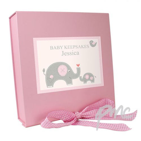 Personalised Pink Baby Elephant Gift Box
