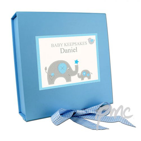 Personalised Blue Baby Elephant Gift Box