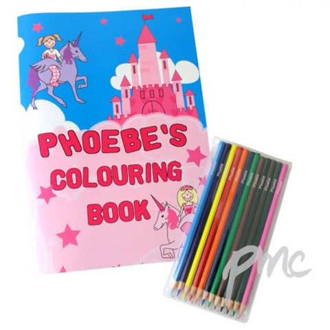 Personalised Princess Colouring Book with Pencil Crayons