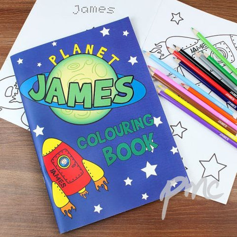 Personalised Space Colouring Book with Pencil Crayons