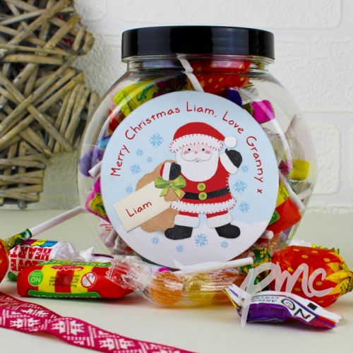 Personalised Felt Stitch Santa Sweet Jar