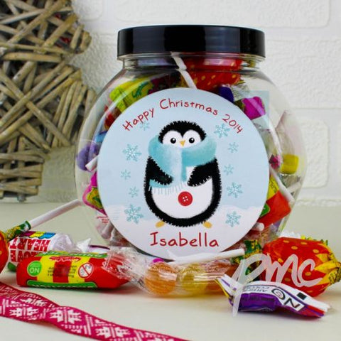 Personalised Felt Stitch Penguin Sweet Jar