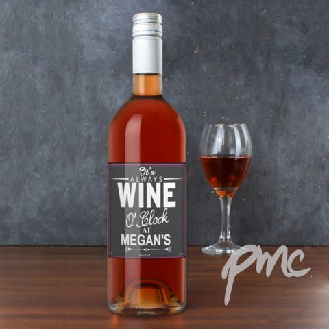 Personalised Wine O'Clock Rose Wine