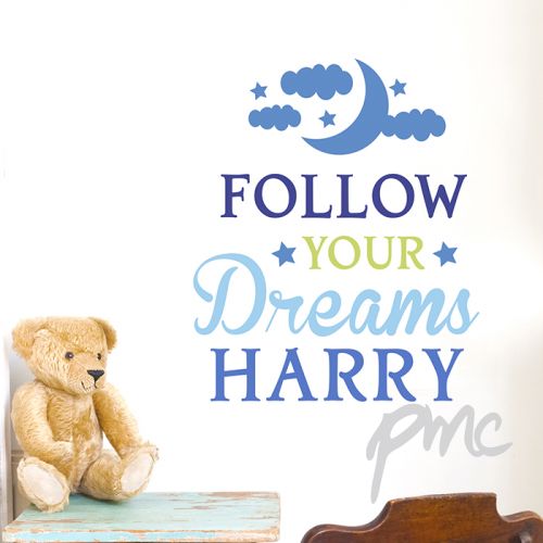 Personalised Follow Your Dreams Blue Wall Art