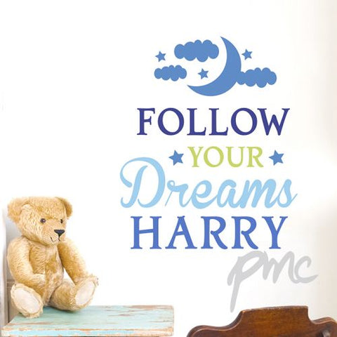 Personalised Follow Your Dreams Blue Wall Art