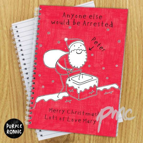 Personalised Purple Ronnie Christmas Male A5 Notebook