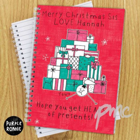 Personalised Purple Ronnie Female Christmas A5 Notebook