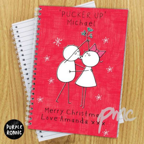 Personalised Purple Ronnie Christmas Couple A5 Notebook