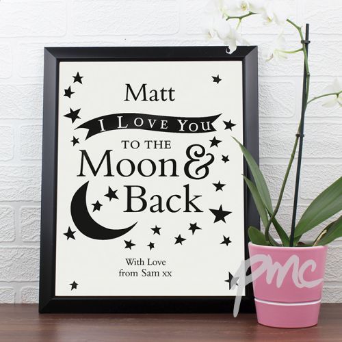 Personalised To the Moon and Back... Black Framed Poster Print