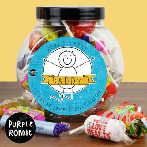 Personalised Purple Ronnie Celebration Jar of Sweets For Him