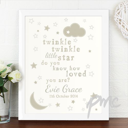 Personalised Twinkle Twinkle White Framed Poster Print