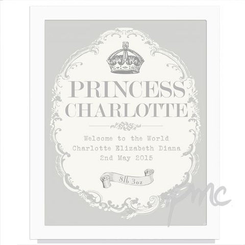 Personalised Royal Crown White Framed Poster Print