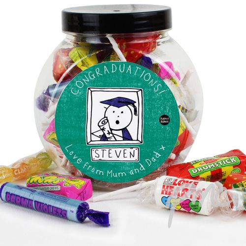Personalised Purple Ronnie Male Graduation Sweet Jar