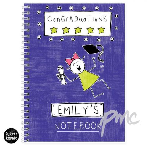 Personalised Purple Ronnie Female Graduation A5 Notebook