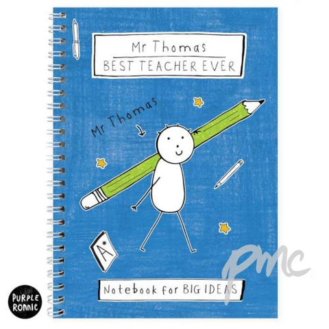 Personalised Purple Ronnie Male Teacher A5 Notebook