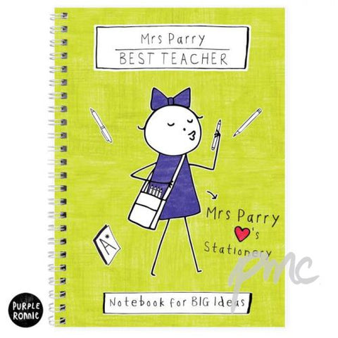 Personalised Purple Ronnie Female Teacher A5 Notebook