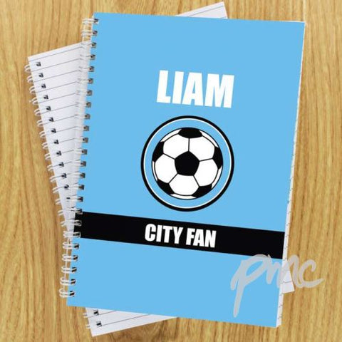 Personalised Sky Blue Football Fan A5 Notebook