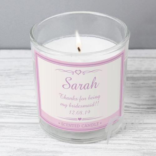 Personalised Pink Elegant Scented Jar Candle
