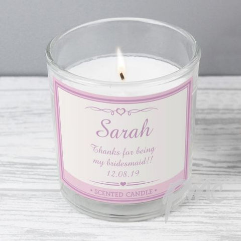 Personalised Pink Elegant Scented Jar Candle