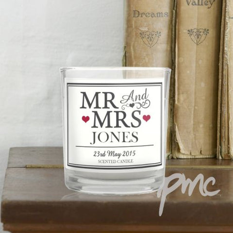 Personalised Mr & Mrs Scented Jar Candle