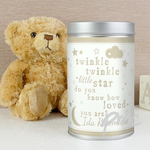 Personalised Twinkle Twinkle Teddy in a Tin