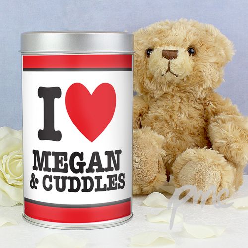 Personalised I HEART Teddy in a Tin