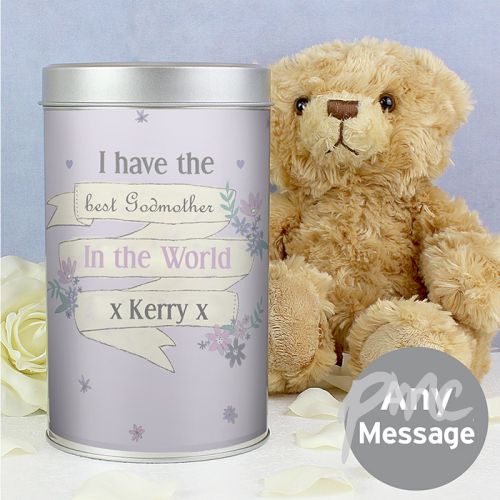 Personalised Garden Bloom Teddy in a Tin