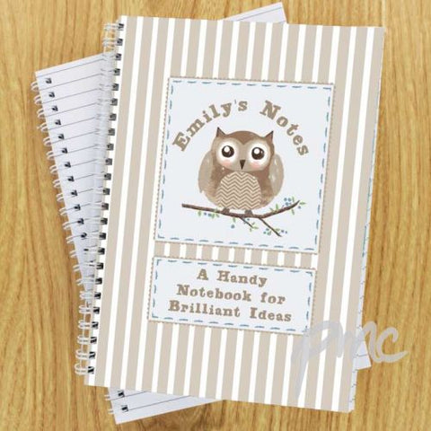 Personalised Woodland Owl A5 Notebook