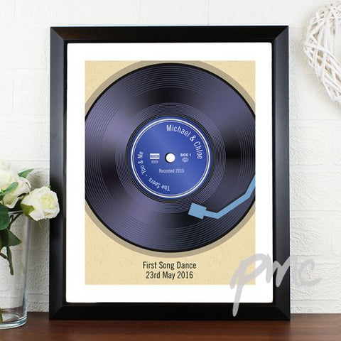 Personalised Retro Vinyl Black Framed Poster Print
