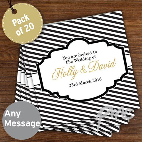 Personalised Art Deco Striped Pack of 20 Cards