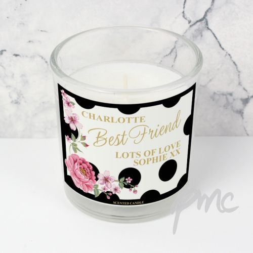 Personalised Floral Dot Scented Jar Candle