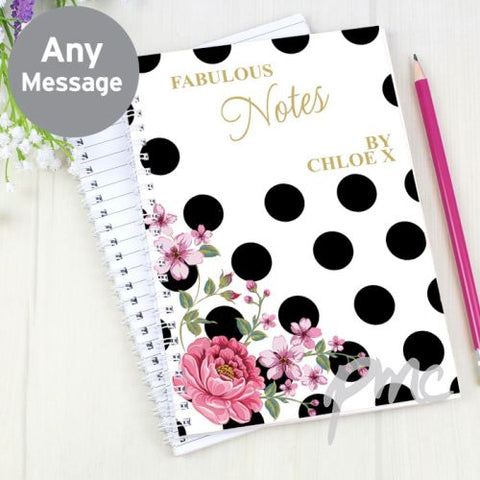 Personalised Floral Dot A5 Notebook
