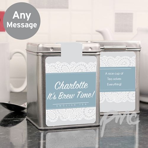 Personalised Dainty Lace Tea & Tin