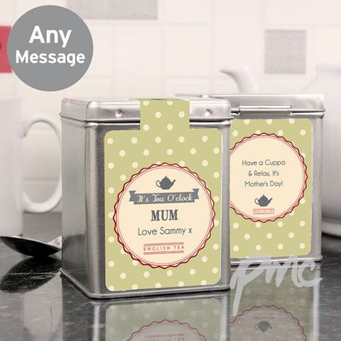 Personalised Its Tea O'Clock Tea & Tin